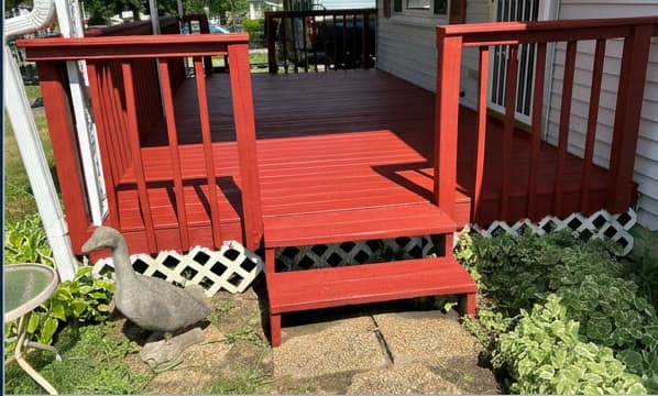 Weathered deck, cleaned and restained — after