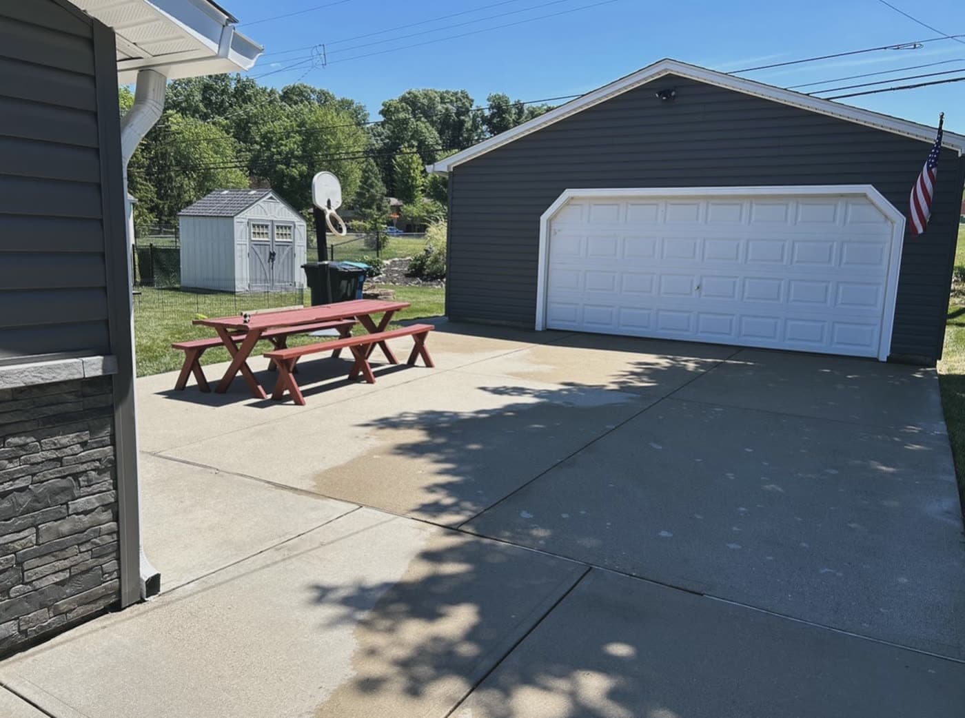 Driveway and garage apron, spotless